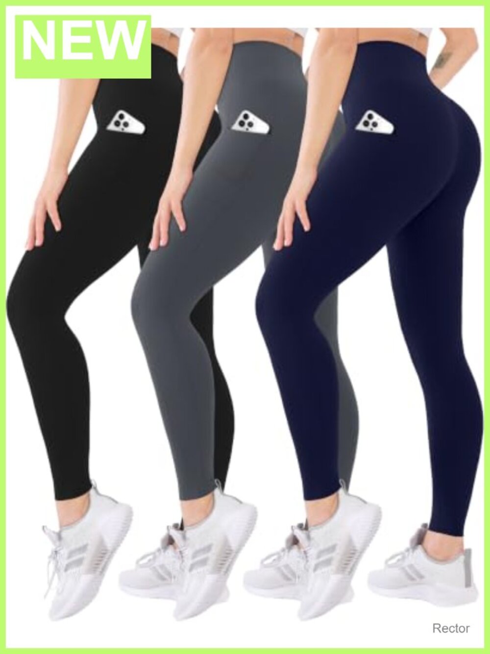 High Waisted Leggings with Pockets 3 Pack Tummy Control Yoga Running Daily Wear